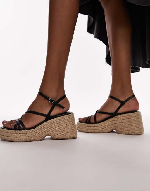 Topshop – Jess – Svarta espadrillos med kilklackar och bred passform, 2 av 4