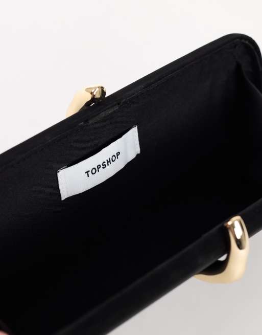 Topshop Jesse kleine clutch met hardware in zwart, 2 van 4