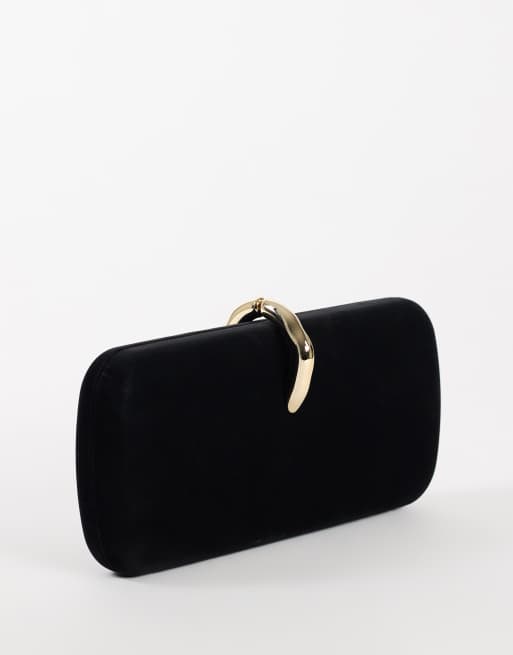 Topshop Jesse kleine clutch met hardware in zwart, 3 van 4