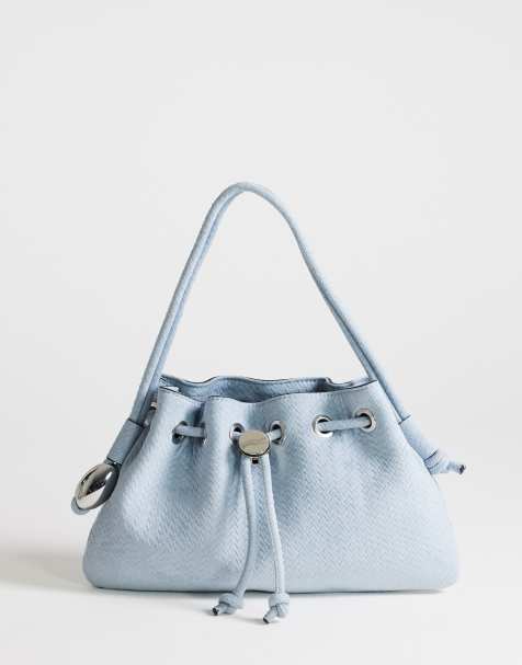Topshop Jessie medium hardware grab in blue weave - view 1
