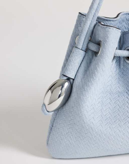 Topshop – Jessie – Mittelgroße Handtasche im Webdesign in Blau mit Metallbesatz, 3 von 4