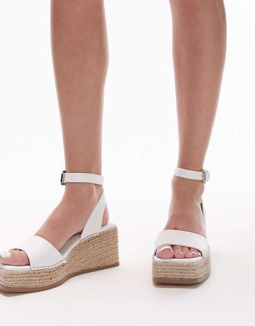 Topshop Jessie platform two part sandals in white