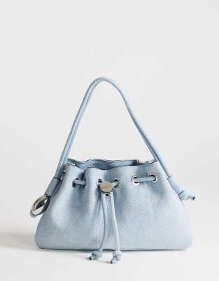 Topshop - Jessie - Sac à main moyen tressé avec détails métalliques - Bleu-Marron