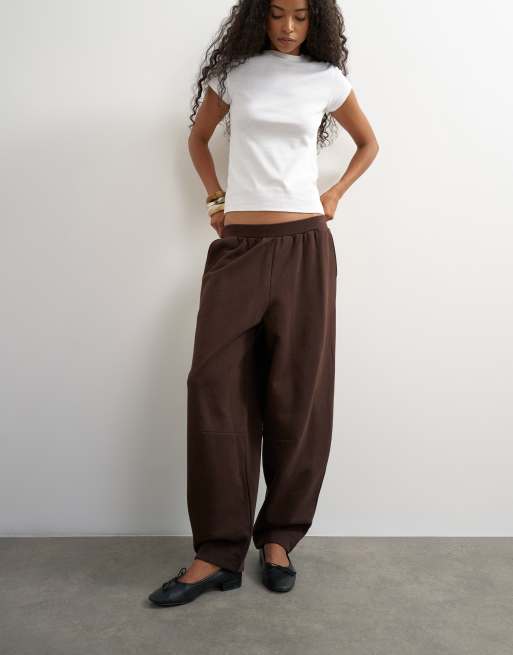 Topshop jogger a gamba bombata color cioccolato