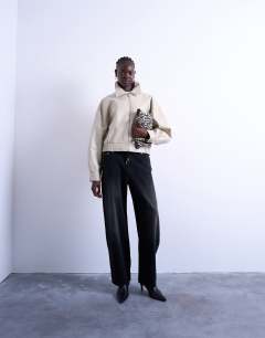 Jogger jean with drawcord in washed black