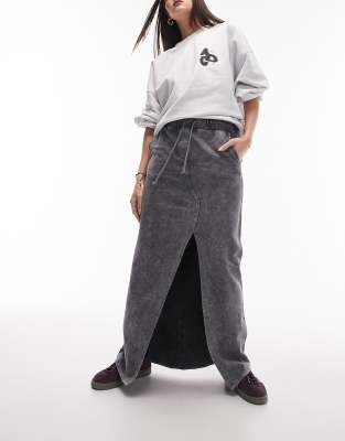Topshop Jogger Maxi Skirt In Dark Gray