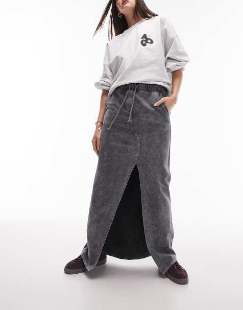 Topshop jogger maxi skirt in dark gray - view 1