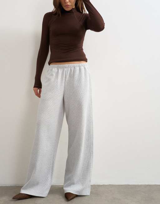 Topshop Jogger mit geradem Bein in Waffelstruktur in Grau, 5 von 5