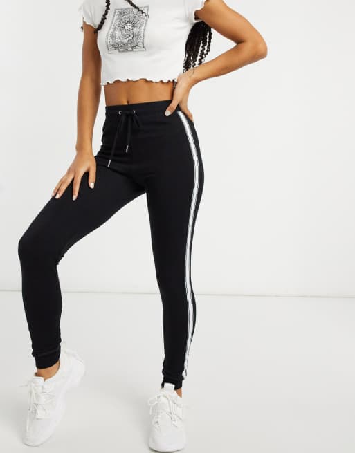 Topshop jogger with side stripe in black