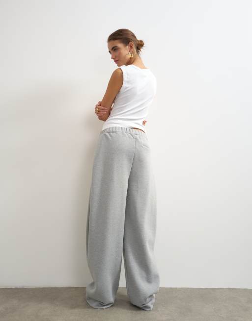 Topshop joggers a vita alta plissettati grigio mélange, 3 di 5