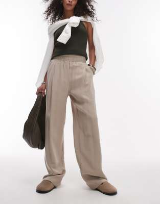 Topshop - Joggers color pietra sartoriali con elastico in vita