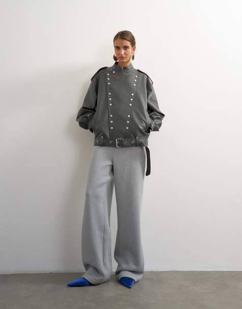 Topshop joggers de pernera recta con cintura estrecha en gris jaspeado - view 1