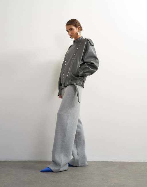 Topshop joggers de pernera recta con cintura estrecha en gris jaspeado, 5 de 5