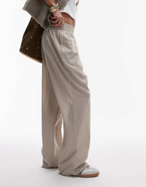 Topshop - Joggers in cotone color sabbia gessati