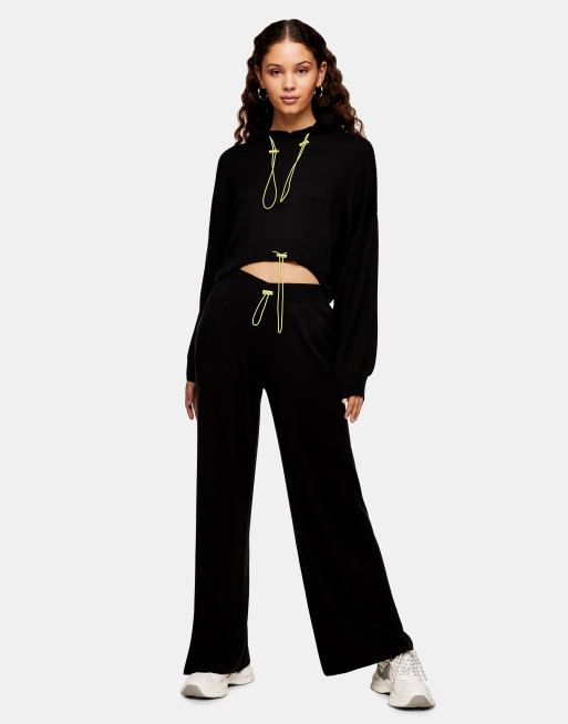 Topshop - Joggers in maglia neri con fermacorda