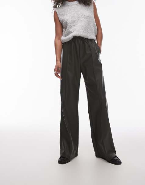 Topshop - Joggers kaki in pelle sintetica - view 1