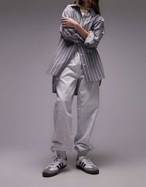 Topshop - Joggers oversize con fondo elasticizzato color grigio mélange