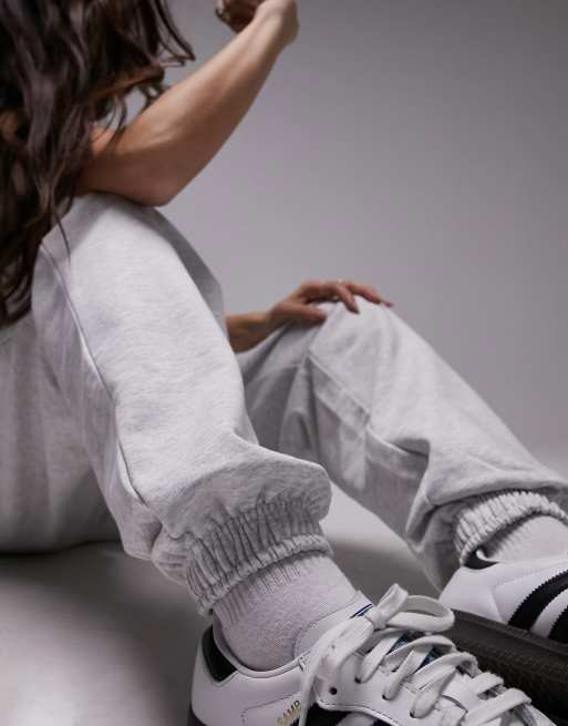 Topshop - Joggers oversize con fondo elasticizzato color grigio mélange, 2 di 4