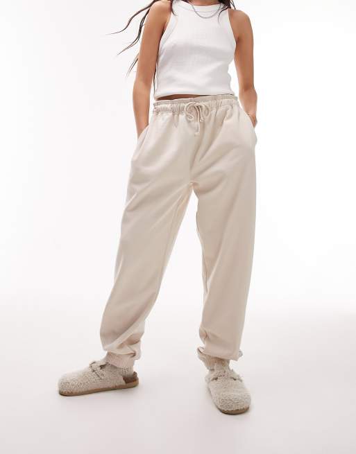Topshop - Joggers oversize extra larghi écru con fondo elasticizzato in coordinato, 2 di 4