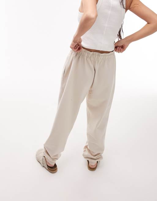 Topshop - Joggers oversize extra larghi écru con fondo elasticizzato in coordinato, 4 di 4