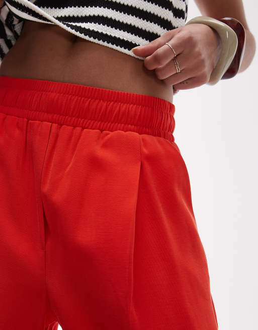 Topshop - Joggers rossi sartoriali con elastico in vita, 5 di 5