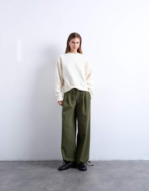 Topshop - Joggers sartoriali a palloncino color oliva, 3 di 5