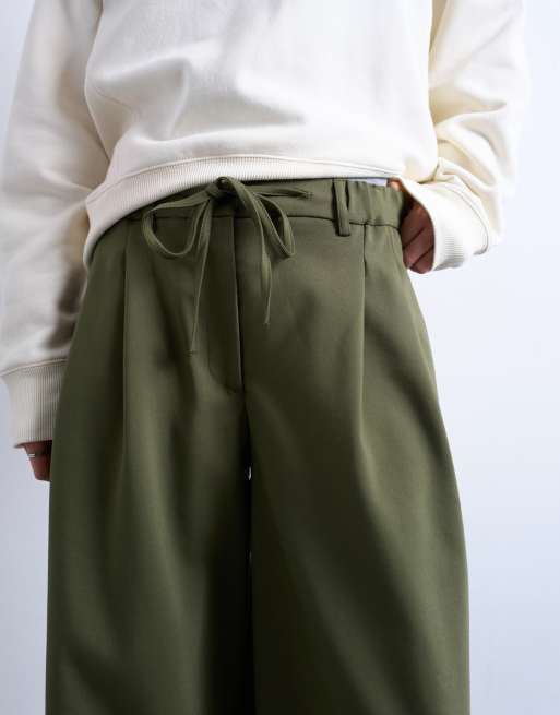 Topshop - Joggers sartoriali a palloncino color oliva, 4 di 5