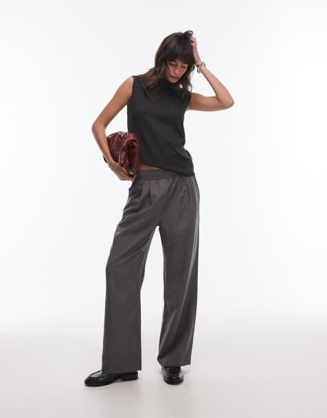 Topshop - Joggers sartoriali con pieghe color ardesia - view 1