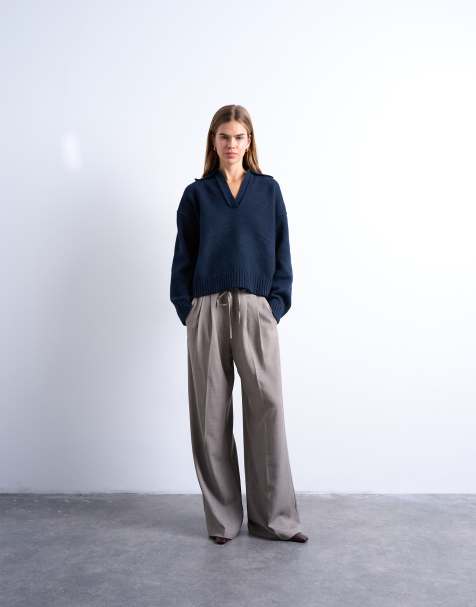 Topshop - Joggers sartoriali tonalità neutra con coulisse in vita - view 1
