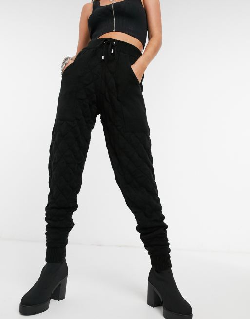Topshop - Joggers trapuntati lavorati a maglia neri
