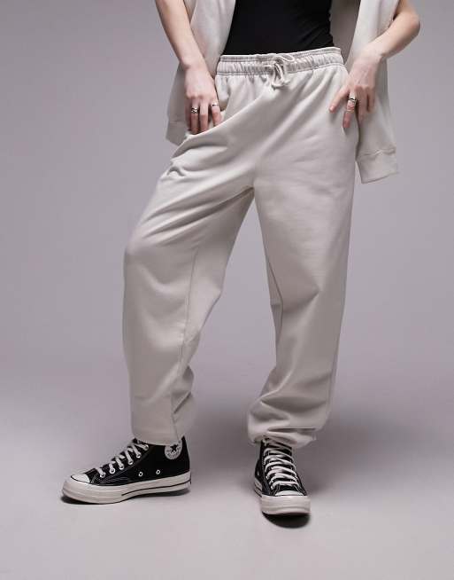 Topshop – Joggersy oversize w kolorze ecru z mankietami, 3 z 5