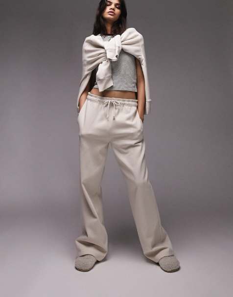 Topshop – Joggersy z prostymi nogawkami w kolorze ecru – Część zestawu - view 1