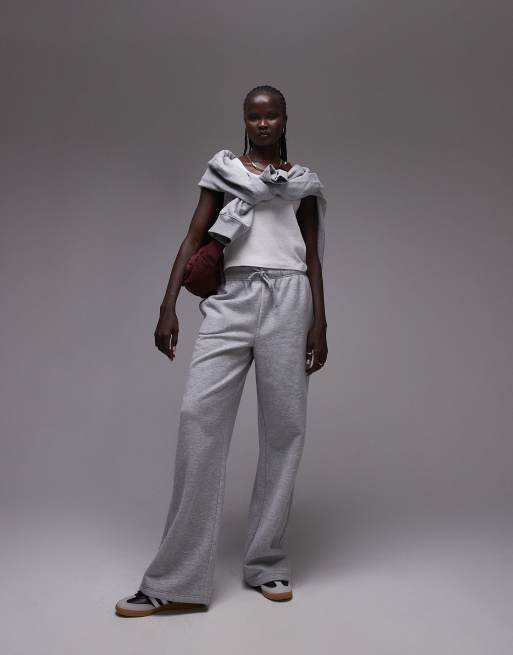 Topshop – Joggersy z prostymi nogawkami w szarym melanżowym kolorze