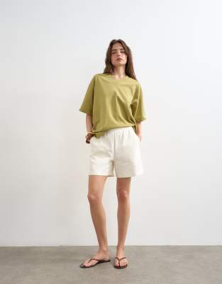 Topshop - Jogging-Shorts aus Interlock-Stoff in Ecru, Kombiteil-Weiß