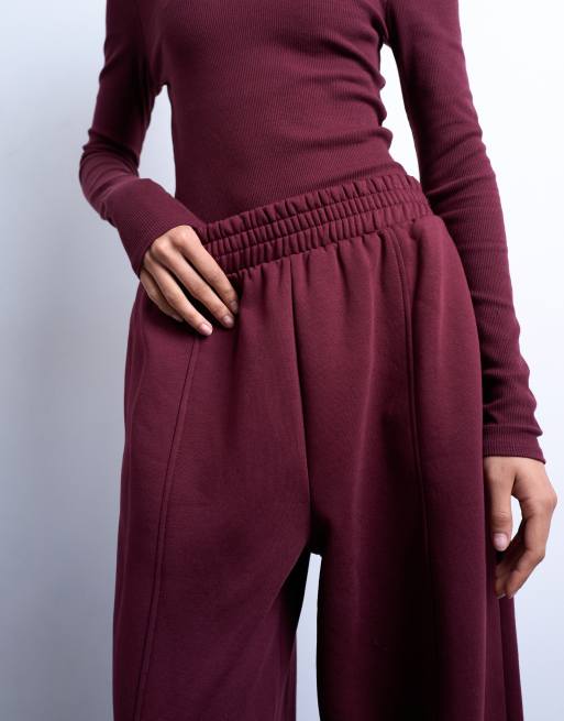 Topshop - Joggingbroek met ballonpijpen in bordeauxrood, 3 van 5