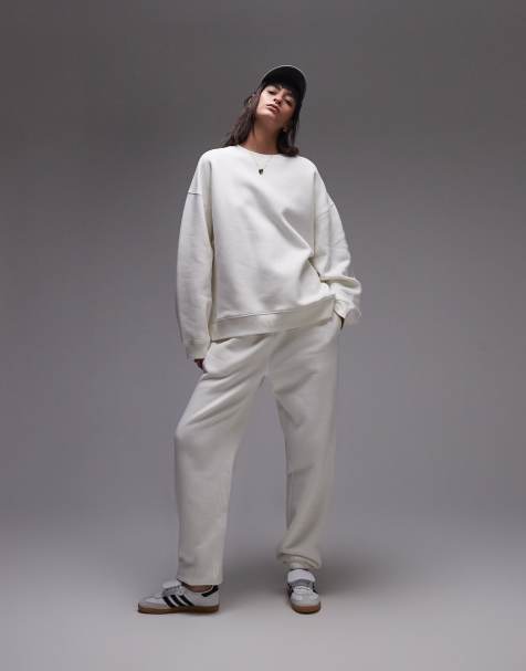 Topshop - Joggingbroek met boorden in ecru, deel van co-ord set - view 1