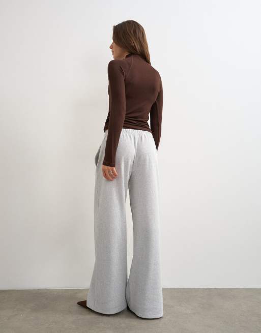 Topshop joggingbroek met rechte pijpen en wafelstructuur in grijs, 3 van 5