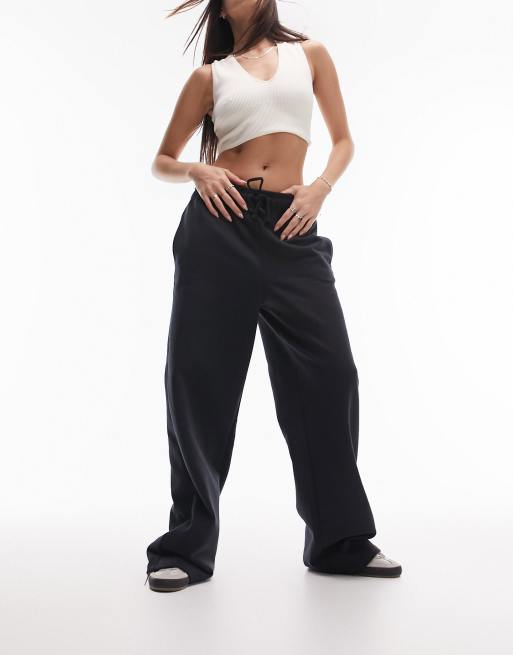 Topshop - Joggingbroek met rechte pijpen in zwart met wassing