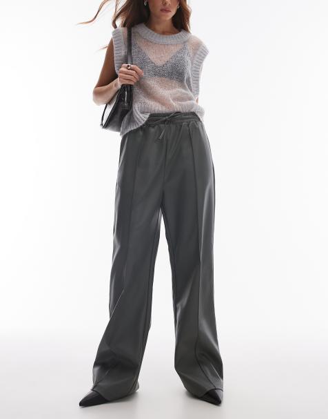Topshop - Joggingbroek van imitatieleer in donkergrijs - view 1