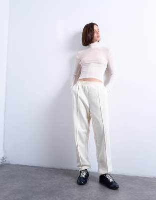 Topshop - Jogginghose in Ecru mit Biesen und Bündchen-Weiß