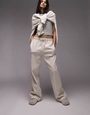 Topshop - Jogginghose in Ecru mit geradem Schnitt, Kombiteil-Weiß