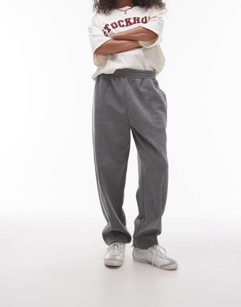 Topshop – Jogginghose in Grau mit Bündchen und Biesen - view 1