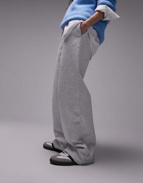 Topshop – Jogginghose in meliertem Grau mit geradem Schnitt - view 1