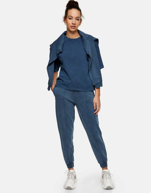 Topshop – Jogginghose mit Acid-Waschung in Blau