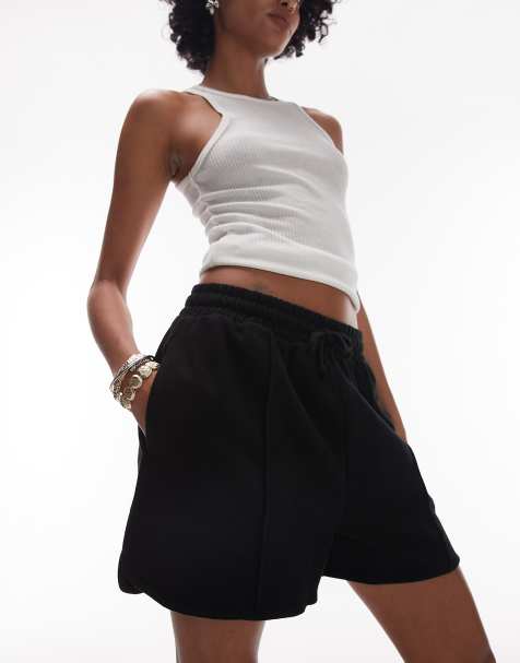 Topshop - Joggingshort met platgestikte plooitjes in marineblauw - view 1