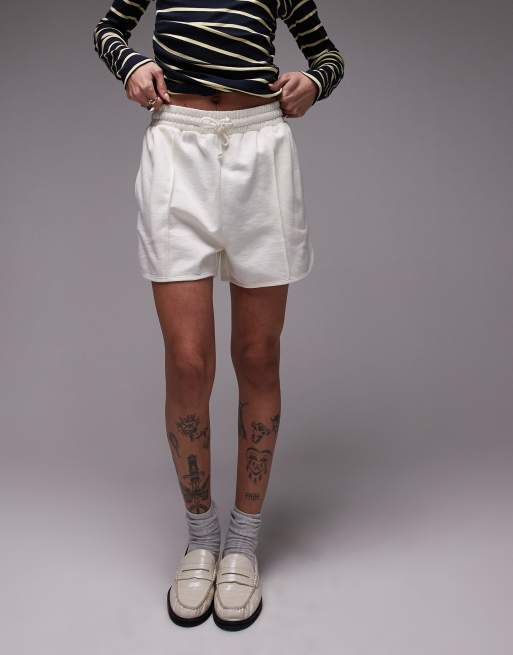 Topshop - Joggingshort met plooitjes in ecru, 4 van 5