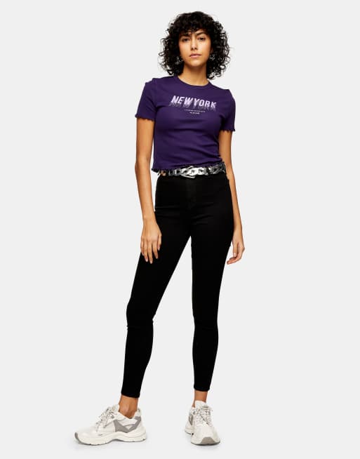 Topshop black joni jeans with store belt loops