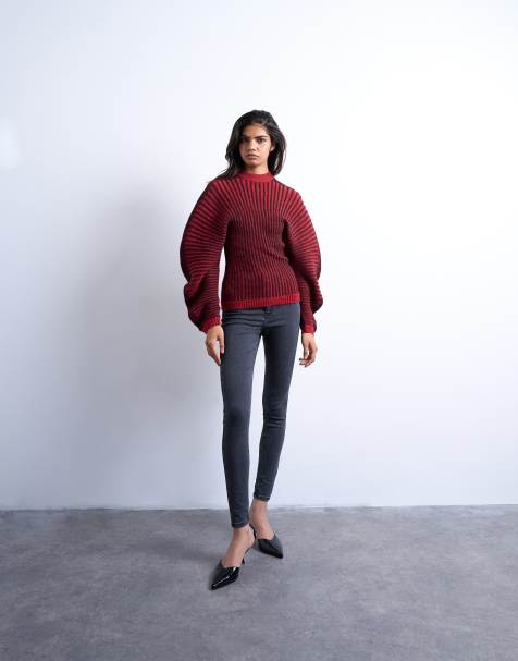 Topshop Joni high rise super skinny jean in washed black 