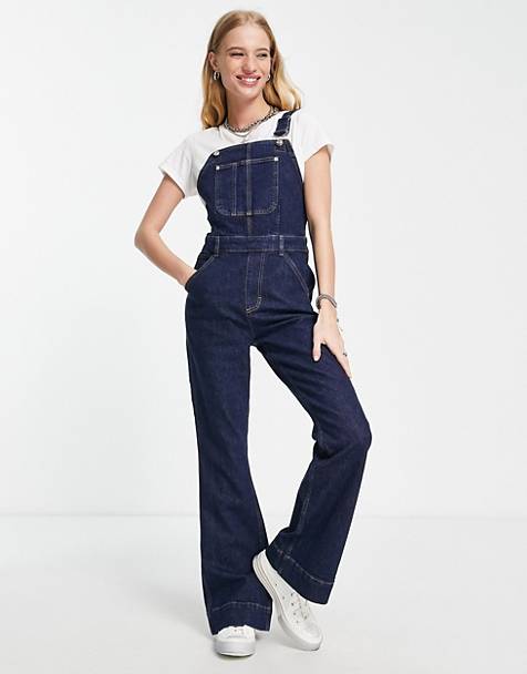 Womens Clothing Jumpsuits and rompers Full-length jumpsuits and rompers TOPSHOP Denim Dungaree in White 