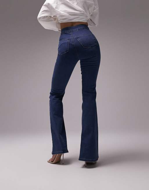 Topshop Joni flare jeans in mid blue